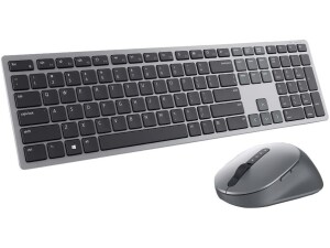 Dell KM7321W Premier Multi-Device Wireless Keyboard and Mouse, UK (QWERTY), 2.4GHz, Bluetooth 5.0, 128-bit AES Encryption, 4000 dpi, Compatible with Windows, Mac, Linux, Chrome and Android, (Grey)