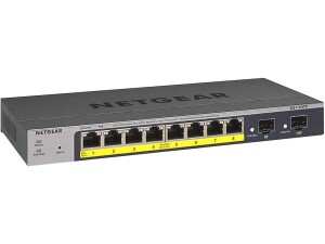 NETGEAR 10-Port PoE Gigabit Ethernet Smart Switch (GS110TP) - Managed, with 8 x PoE+ @ 55W, 2 x 1G SFP, Optional Insight Cloud Management, Desktop or Wall Mount, and Limited Lifetime Protection
