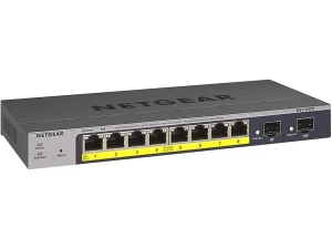 NETGEAR 10-Port PoE Gigabit Ethernet Smart Switch (GS110TP) - Managed, with 8 x PoE+ @ 55W, 2 x 1G SFP, Optional Insight Cloud Management, Desktop or Wall Mount, and Limited Lifetime Protection