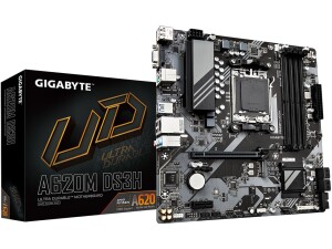 Gigabyte A620M DS3H Motherboard - Supports AMD Ryzen 8000 CPUs, 5+2+2 Phases Digital VRM, up to 7600MHz DDR5 (OC), 1xPCIe 4.0 M.2, GbE LAN, USB 3.2 Gen 1