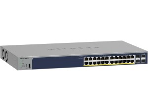 NETGEAR 28-Port PoE Gigabit Ethernet Smart Switch (GS728TP) - Managed, Optional Insight Cloud Management, 24 x PoE+ 190W, 4 x 1G SFP, Desktop or Rackmount and Limited Lifetime Protection
