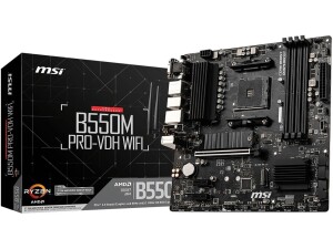 MSI B550M PRO-VDH WiFi ProSeries Motherboard (AMD AM4, DDR4, PCIe 4.0, SATA 6Gb/s, M.2, USB 3.2 Gen 1, Wi-Fi, D-SUB/HDMI/DP, Micro-ATX)