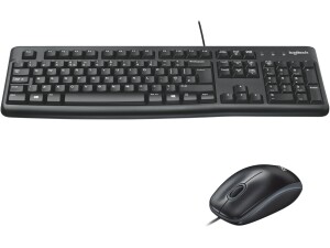 Logitech MK120 Wired Keyboard and Mouse Combo for Windows, Optical Wired Mouse, Full-Size Keyboard, USB Plug-and-Play, Compatible with PC, Laptop, QWERTY UK English Layout - Black