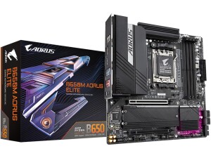 GIGABYTE B650M AORUS ELITE Motherboard - AMD Ryzen 9000 CPUs, 12+2+2 Phases VRM, up to 8000MHz DDR5, 1xPCIe 5.0 + 1xPCIe 4.0 M.2, 2.5GbE LAN, USB 3.2 Gen 2x2