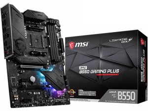 MSI MPG B550 GAMING PLUS Motherboard ATX - Supports AMD Ryzen 3rd Gen Processors, AM4, DDR4 Boost (4400MHz/OC),PCIe 4.0/3.0 x16, PCIe 3.0 x16, M.2 Gen4 x4, M.2 Gen3 x4, Gigabit LAN