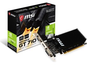 MSI GeForce GT 710 2GD3H LP Graphics Card '2GB DDR3, 954MHz, Low Profile, Low Consumption, VGA, DVI-D, HDMI, HTPC, Silent Passive Fanless Cooling System'