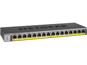 NETGEAR 16 Port PoE Gigabit Switch (GS116PP) - Unmanaged Network Switch - 16 x PoE+ @ 183 W Upgradeable, Desktop, Wall Mount or Rackmount, and Limited Protection