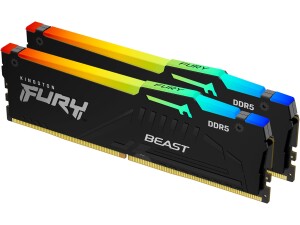 Kingston FURY Beast KF560C36BBE2AK2-32 32GB (2x 16GB) DIMM System Memory, 6000MHz, DDR5, CL36, Black, RGB, Intel XMP, AMD EXPO