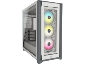 Corsair iCUE 5000X RGB Tempered Glass Mid-Tower ATX PC Smart Case, White
