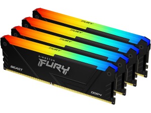 Kingston FURY Beast KF436C18BB2AK4/128 128GB (4x 32GB) DIMM System Memory, 3600MHz, DDR4, CL18, Black, RGB, Intel XMP