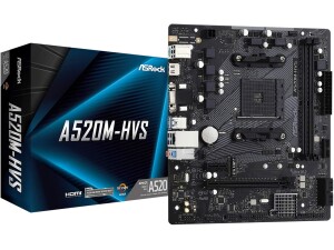 ASRock A520M-HVS Super Alloy AMD AM4 Socket Motherboard, Micro-ATX, 2x DDR4 Slots, 1x M.2 Socket, GbE LAN, 1x D-Sub / 1x HDMI Port