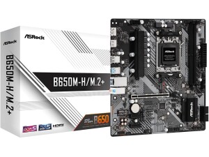 ASRock B650M-H/M.2+ AMD AM5 Socket Motherboard, Micro-ATX, 2x DDR5 Slots, 2x M.2 Socket, GbE LAN, 1x DsiplayPort / 1x HDMI Port