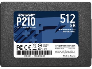 Patriot P210 SATA 3 512GB SSD 2.5 Inch Internal Solid State Drive - P210S512G25