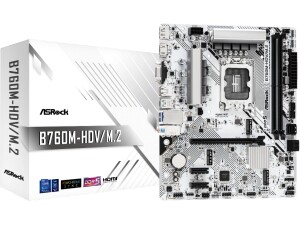 ASRock B760M-HDV/M.2 Intel 1700 Socket Motherboard, Micro-ATX, 2x DDR5 Slots, 2x M.2 Sockets, 2.5GbE LAN, 1x D-Sub / 1x DisplayPort / 1x HDMI Port