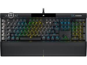 Corsair K100 RGB Optical-Mechanical Gaming Keyboard OPX Keyswitches: Hyper-fast & Linear, Leatherette Palm Rest, PBT Double-Shot Keycaps, Elgato Stream Deck Integration QWERTY, Black