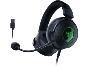 Razer Kraken V3 - Wired USB Gaming Headset with Razer Chroma RGB (TriForce 50 mm Drivers, THX Spatial Audio, HyperClear Cardioid Mic, Chroma RGB) Black