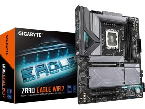 GIGABYTE Z890 EAGLE WIFI7 Motherboard - Supports Intel Core Ultra (Series 2) CPUs, 14+1+2 phases VRM, up to 8800MHz DDR5 (OC), 1xPCIe 5.0 + 3xPCIe 4.0, Wi-Fi 7, 2.5GbE LAN, Thunderbolt 4