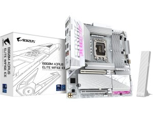 GIGABYTE B860M AORUS ELITE WF6E ICE Motherboard - Intel Core Ultra Series CPUs, 12+1+2+1 Phases VRM, up to 9200MHz DDR5, 1xPCIe 5.0 + 2xPCIe 4.0 M.2, 2.5GbE LAN, WIFI 6E, USB 4