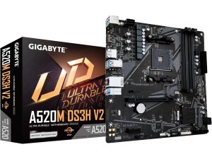 Gigabyte A520M DS3H V2 Motherboard - Supports AMD Ryzen 5000 Series AM4 CPUs, up to 4733MHz DDR4 (OC), PCIe 3.0 x16, GbE LAN, USB 3.2 Gen 1