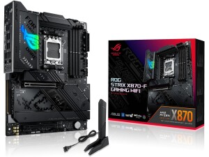 ASUS ROG Strix X870-F Gaming WiFi, AMD ATX motherboard, 16+2+2 power stages, DDR5 slots, four M.2 slots, PCIe 5.0 with full support for next-gen GPUs, WiFi 7, USB 10G w/ PD 3.0 up to 30W