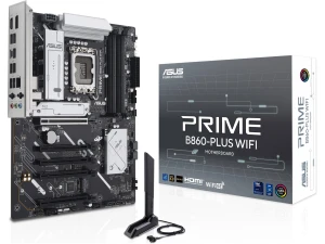 ASUS PRIME B860-PLUS WIFI Intel ATX motherboard, 8+1+1+1 80A DrMOS power stages, DDR5, PCIe 5.0, 2xM.2 slots, Realtek 2.5Gb Ethernet, Wi-Fi 6E, DisplayPort, HDMI, USB 20Gbps Type-C