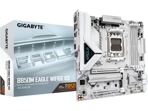 GIGABYTE B850M EAGLE WIFI6E ICE Motherboard - AMD Ryzen 9000 Series CPUs, 8+2+2 Phases Digital VRM, up to 8200MHz DDR5 (OC), 1xPCIe 5.0 + 1xPCIe 4.0 M.2, Wi-Fi 6E, 2.5 GbE LAN, USB 3.2 Gen 2