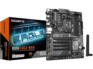Gigabyte B550 EAGLE WIFI6 Motherboard - AMD Ryzen 5000 G-Series CPUs, 10+3+1 Phases VRM, up to 3200MHz DDR4, 1xPCIe 4.0 + 1xPCIe 3.0 M.2, 1GbE LAN, WIFI 6, USB 3.2 Gen 2