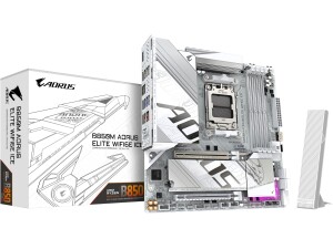 Gigabyte B850M AORUS ELITE WIFI6E ICE Motherboard- AMD Ryzen 9000 Series CPUs, 12+2+1 Phases Digital VRM, up to 8200MHz DDR5 (OC), 1xPCIe 5.0 + 1xPCIe 4.0 M.2, 2.5LAN, WIFI 7, USB 3.2 Gen 2
