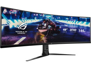 ASUS ROG STRIX Curved XG49VQ, 49 Inch DFHD (3840x1080) Gaming monitor, VA, up to 144Hz, 125% sRGB, DP, HDMI, USB3.0, FreeSync 2 HDR, DisplayHDR400, AuraSync, Red & Dark Gray