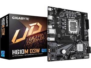GIGABYTE H610M D3W Motherboard - Supports 14th Gen. Intel Core CPUs, 5+1+1 phases VRM, up to 5600MHz DDR5, 1xPCIe 3.0 M.2, 1GbE LAN, USB 3.2 Gen 1