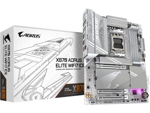 GIGABYTE X870 AORUS ELITE WIFI7 ICE Motherboard - Supports AMD Ryzen 9000 CPUs, 16+2+2 Phases Digital VRM, up to 8000MHz DDR5 (OC), 3xPCIe 5.0, Wi-Fi 7, 2.5GbE LAN, USB 4