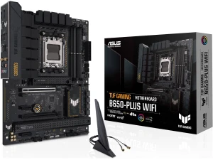 ASUS TUF GAMING B650-PLUS WIFI AMD Ryzen AM5 ATX motherboard, 14 power stages, PCIe 5.0 M.2 support, DDR5 memory, WiFi 6 and 2.5 Gb Ethernet, USB4 support and Aura Sync