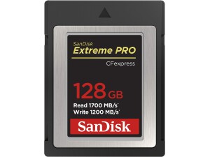 SanDisk 128GB Extreme PRO Cfexpress, Type B card, RAW 4K video recording + RescuePro Deluxe, up to 1700 MB/s