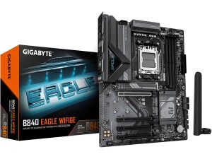 GIGABYTE B840 EAGLE WIFI6E Motherboard - AMD Ryzen 9000 CPUs, 8+2+2 Phases VRM, up to 8200MHz DDR5(O.C), 2xPCIe 4.0 + 1xPCIe 3.0 M.2, Wi-Fi 6E, 2.5GbE LAN, USB 3.2 Gen 2
