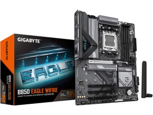 Gigabyte B850 EAGLE WIFI6E Motherboard - AMD Ryzen 9000 Series CPUs, 8+2+2 Phases Digital VRM, up to 8200MHz DDR5 (OC), 1xPCIe 5.0 + 2xPCIe 4.0 M.2, GbE LAN, WIFI 6E, USB 3.2 Gen 2