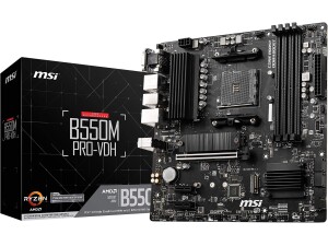MSI B550M PRO-VDH Motherboard M-ATX - Supports AMD Ryzen 3rd Gen Processors, AM4, DDR4 Boost (4400MHz/OC), 1 x PCIe 4.0/3.0 x16, 1 x M.2 Gen4 x4, 1 x M.2 Gen3 x4, Gigabit LAN