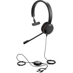 Jabra Evolve 30 II, Microsoft Teams Certified Mono Corded Headset with Call Control Unit, Noise-cancelling microphone, LED indicators, excellent sound quality - USB-C/A, Black