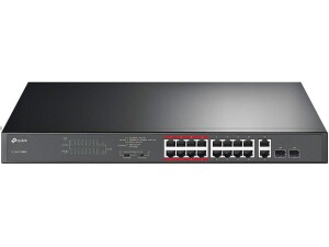 TP-Link TL-SL1218MP 16 Port 10/100Mbps PoE+ Network Switch, 16x PoE+ Ports (Up to 192W), 2x Gigabit RJ45 + 2x SFP Combo Slots,Extend Mode, Port Priority, Plug and Play