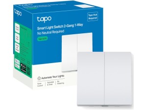 Tapo S220 Smart Light Switch 2 Gang 1 Way, Remote Control Smart Switch, Voice Control, Away Mode, No Neutral Needed, Battery included, Alexa Light Switch, Work with Alexa and Google, Tapo Hub Required