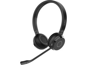 Jabra Evolve 65 TE (3rd Edition 2025) Wireless Bluetooth Stereo Headset with Mic, Connect to Two Devices, 16h Battery, Noise-Cancelling Mic, USB-A Adapter, MS Teams Certified, Charging Stand, Black