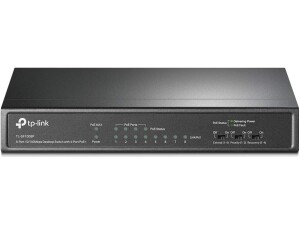 TP-Link PoE Switch 8-Port 100 Mbps, 4 PoE ports up to 15.4 W for each PoE port and 57 W for all PoE ports, Metal Casing, Plug and Play, Ideal for IP Surveillance and Access Point (TL-SF1008P), Black