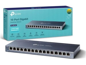 TP-Link TL-SG116 16-Port Desktop Gigabit Network Switch, Green Power-Saving Ethernet Splitter, Support 802.1p/DSCP QoS and IGMP Snooping Function, Wall-Mounting Design, Plug and Play