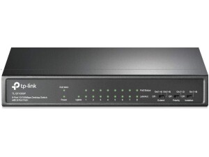 TP-Link TL-SF1009P 9-Port 10 / 100Mbps Unmanaged Desktop PoE Switch, 8 Port PoE+, Network Swithc Power up to 30 W For Each Port, Up to 250m Data And Power Transmission, Steel Case