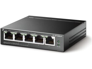 TP-Link TL-SF1005LP 5 Port 10/100Mbps PoE Switch, 4 PoE Ports, Transmission Distance Up to 250m, Desktop Network Switch, Plug and Play, Sturdy Metal Case, Fanless, Extend and Priority Mode,Auto Recovery