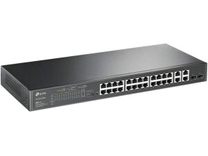 TP-Link SL2428P 24 Port Gigabit PoE Smart Switch, 24x Gigabit PoE ports, 802.3af-at 30W, 250W Total Budget, Network switch, Power Saving, Metal Case, Ethernet Switch, Ethernet Splitter