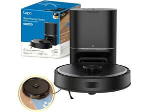 Tapo RV30 Max Plus 5300Pa Robot Vacuum Cleaner with Mop, LiDAR+IMU Dual Navigation, 5300Pa Hyper Suction, Auto-Empty, Robot Hoover, Auto-Charging Robotic Vacuums, Alexa and Google