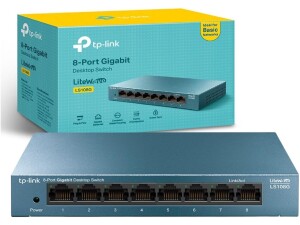 TP-Link LS108G 8 Port Gigabit Network Switch, Metal Case, Ethernet Switch, Power Saving, Plug and Play, Ethernet Splitter, Desktop or Wall Mount, Hasslefree Silent Operation