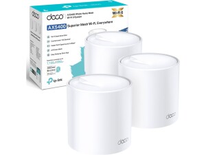 TP-Link Deco X60(3-pack) AX5400Mbps Whole Home Mesh WiFi 6 System, up to 7,100 Sq ft Coverage, AI Driven WiFi Booster, 1 GHz Quad-Core CPU, Compatible with Amazon Alexa, HomeShield Security,Easy Setup