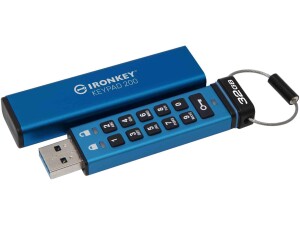 Kingston IronKey Keypad 200 Type -A hardware-encrypted USB Flash Drive FIPS 140-3 Level 3 (Pending) with XTS-AES 256-bit Hardware Encryption - IKKP200/32GB