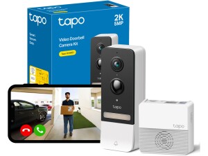 Tapo D230S1 2K 5MP Battery Video Doorbell Wireless, Security Camera Doorbell, Ring Chime Included, Color Night Vision, Head-to-Toe View, 6-Month Battery, IP64, Cloud and Local Storage, No Monthly Fee